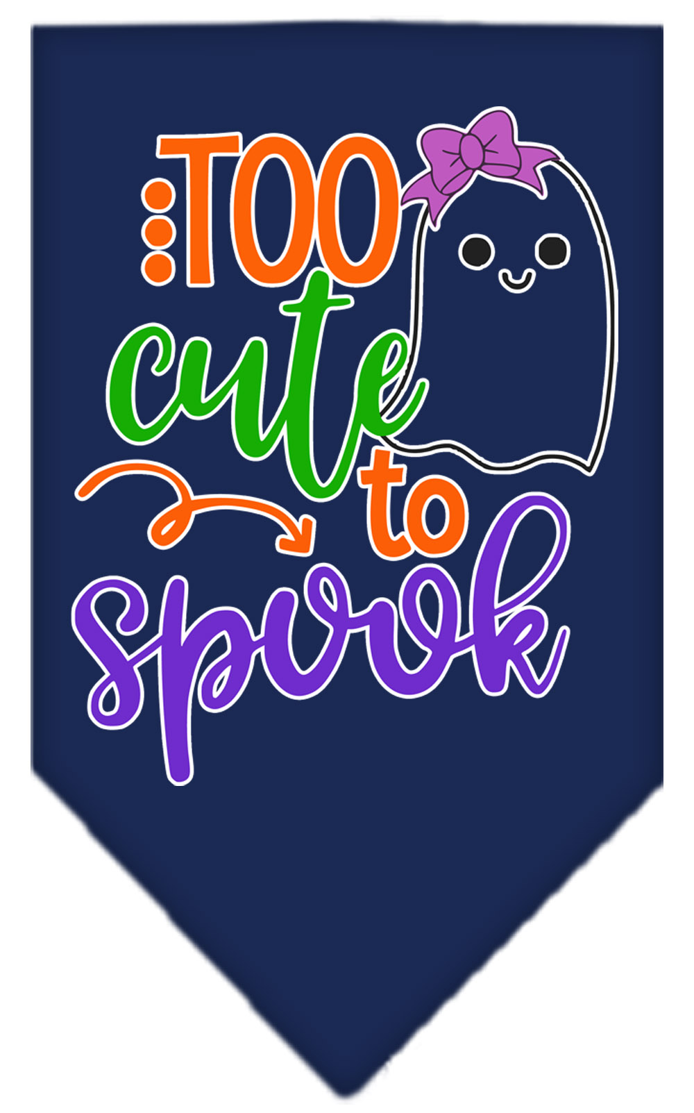 Too Cute to Spook-Girly Ghost Screen Print Bandana Navy Blue Small